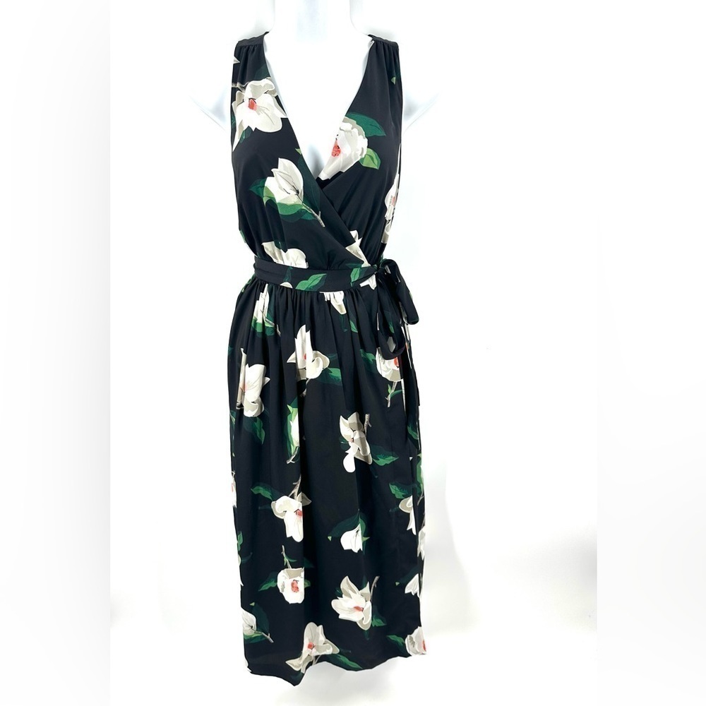 Banana Republic Wrap Dress Womens 0 Floral Midi Tropical Fairy Romantic Classic